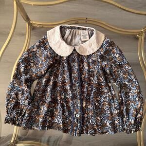 Joie Girls Embroidered Collar Floral Top Size 3T